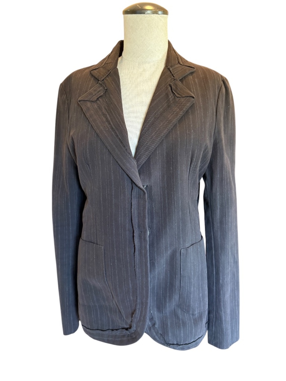 Brown Pinstriped Blazer Jacket